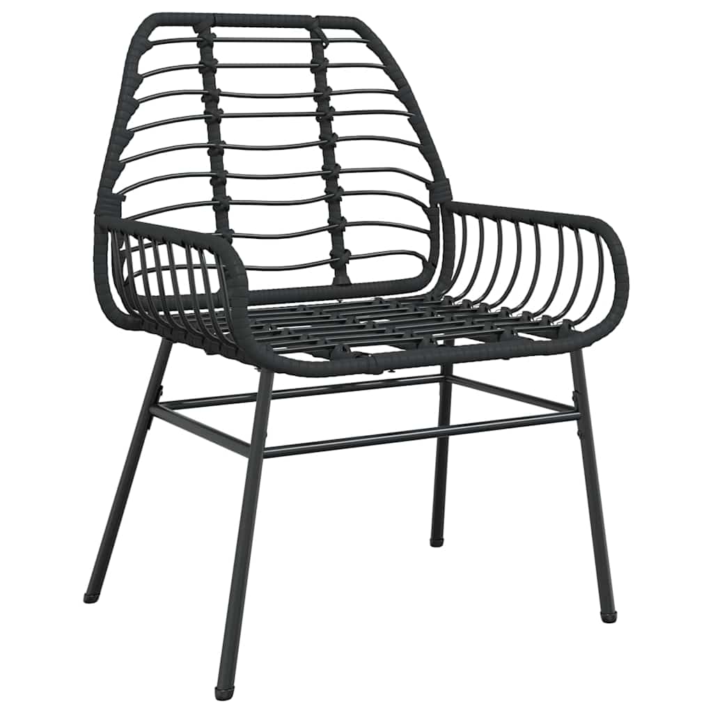 Set da Pranzo per Giardino 7 pcs Nero polyrattan