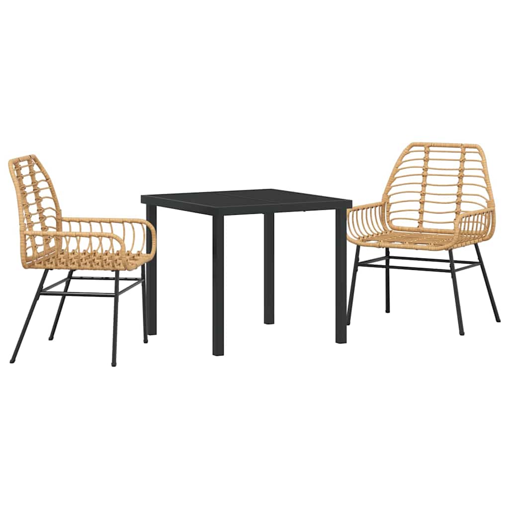 Set da Pranzo per Giardino 3 pcs Marrone polyrattan - homemem39