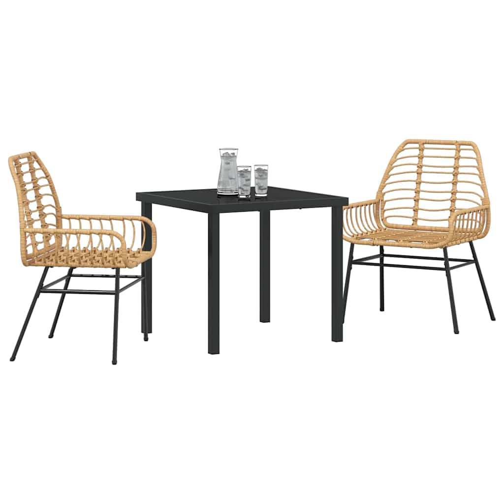 Set da Pranzo per Giardino 3 pcs Marrone polyrattan - homemem39