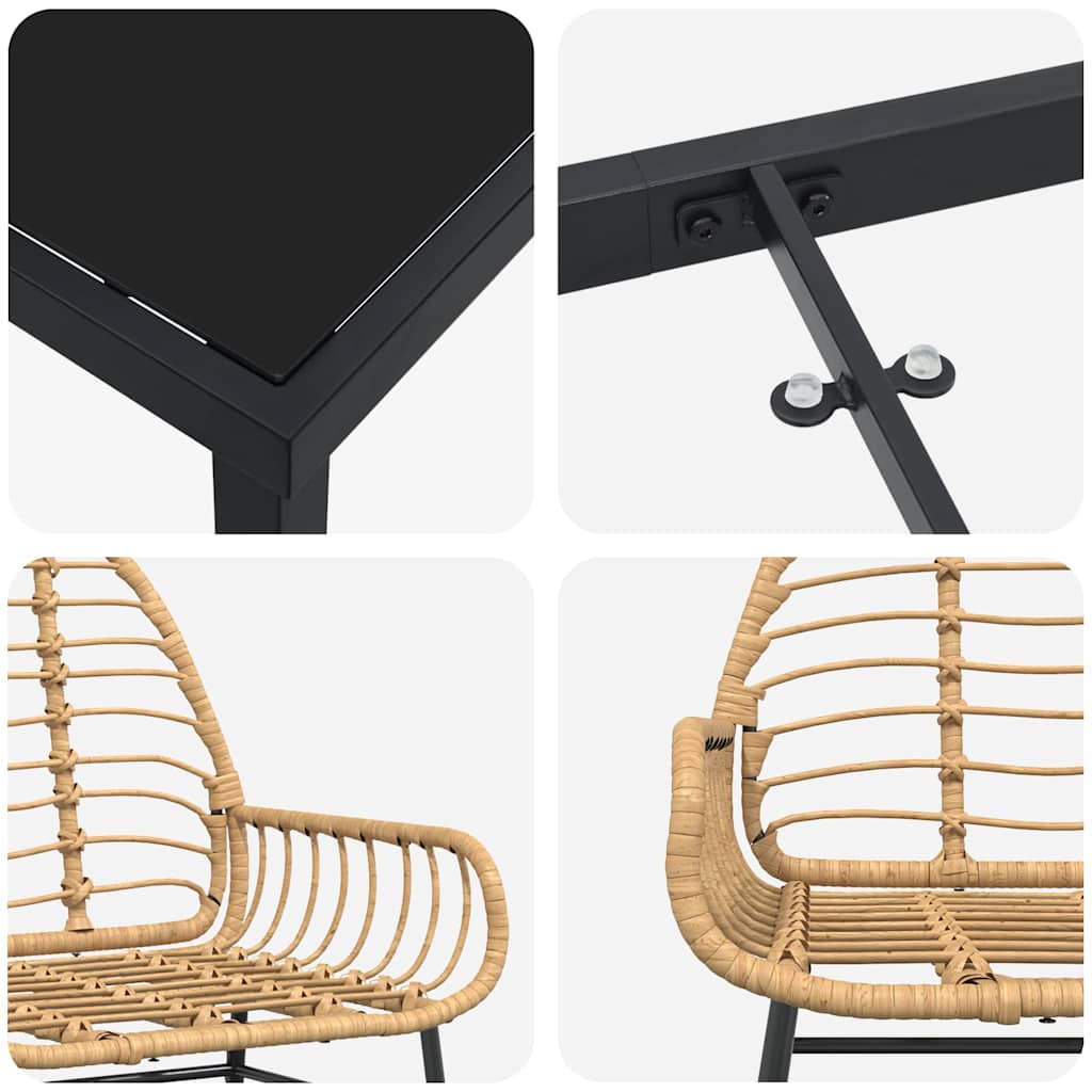 Set da Pranzo per Giardino 5 pcs Marrone polyrattan - homemem39