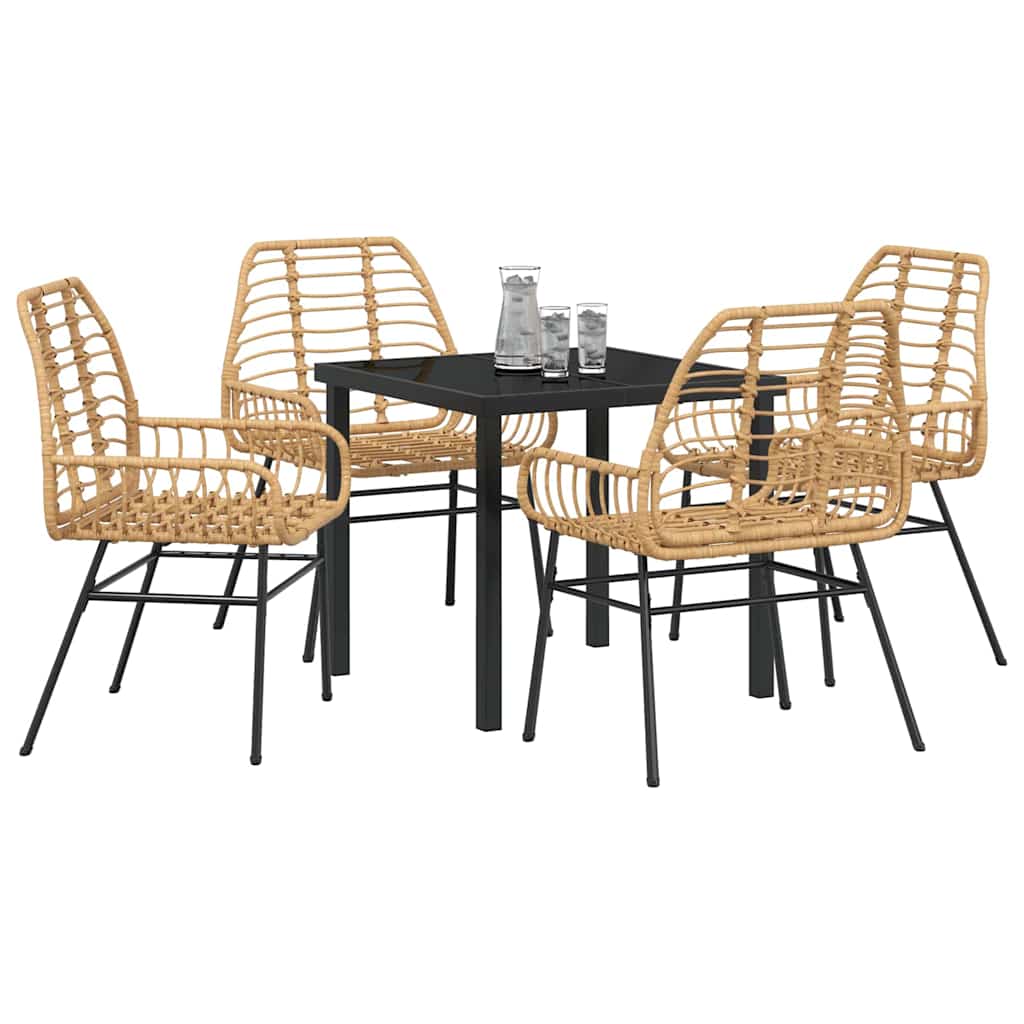 Set da Pranzo per Giardino 5 pcs Marrone polyrattan - homemem39