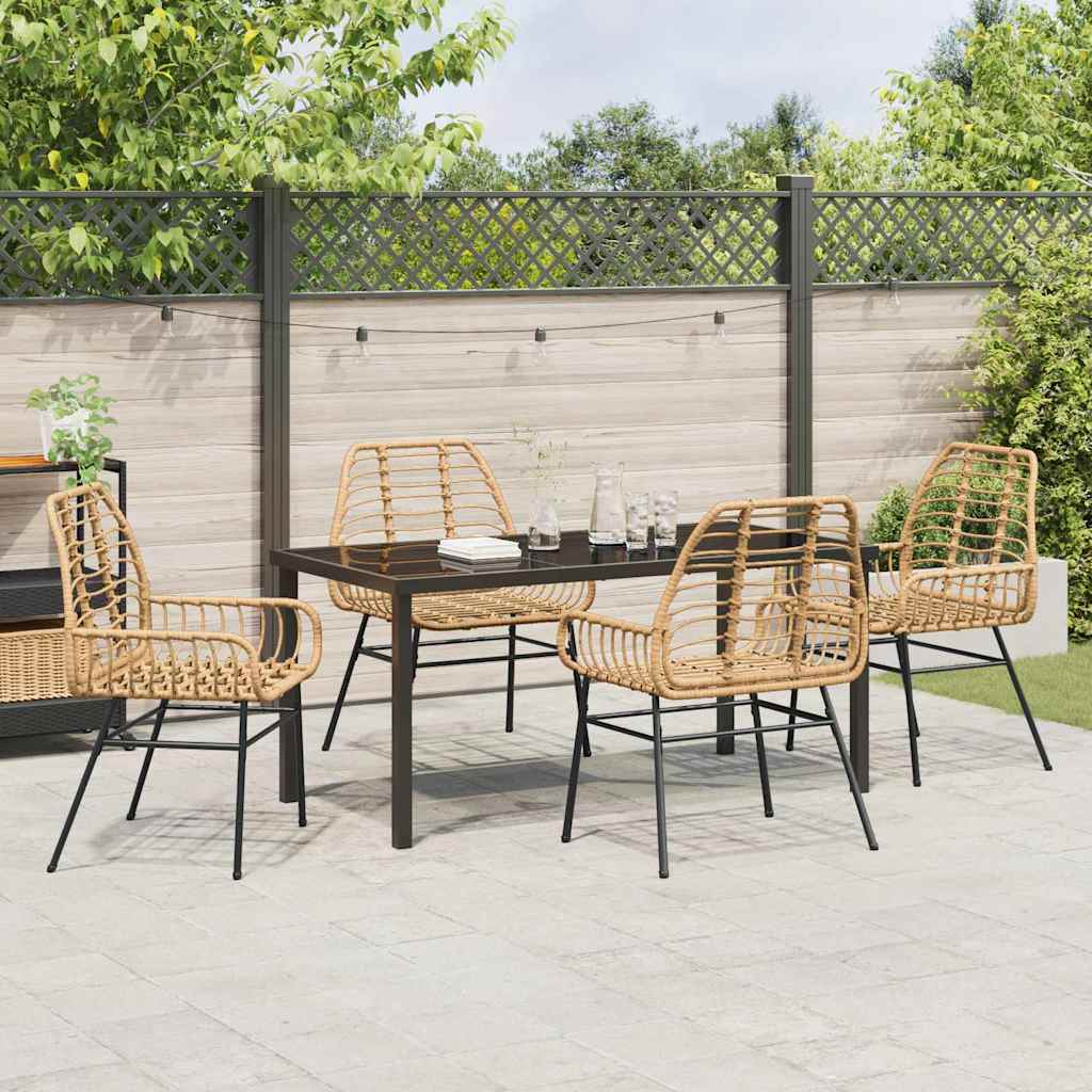 Set da Pranzo per Giardino 5 pcs Marrone polyrattan - homemem39