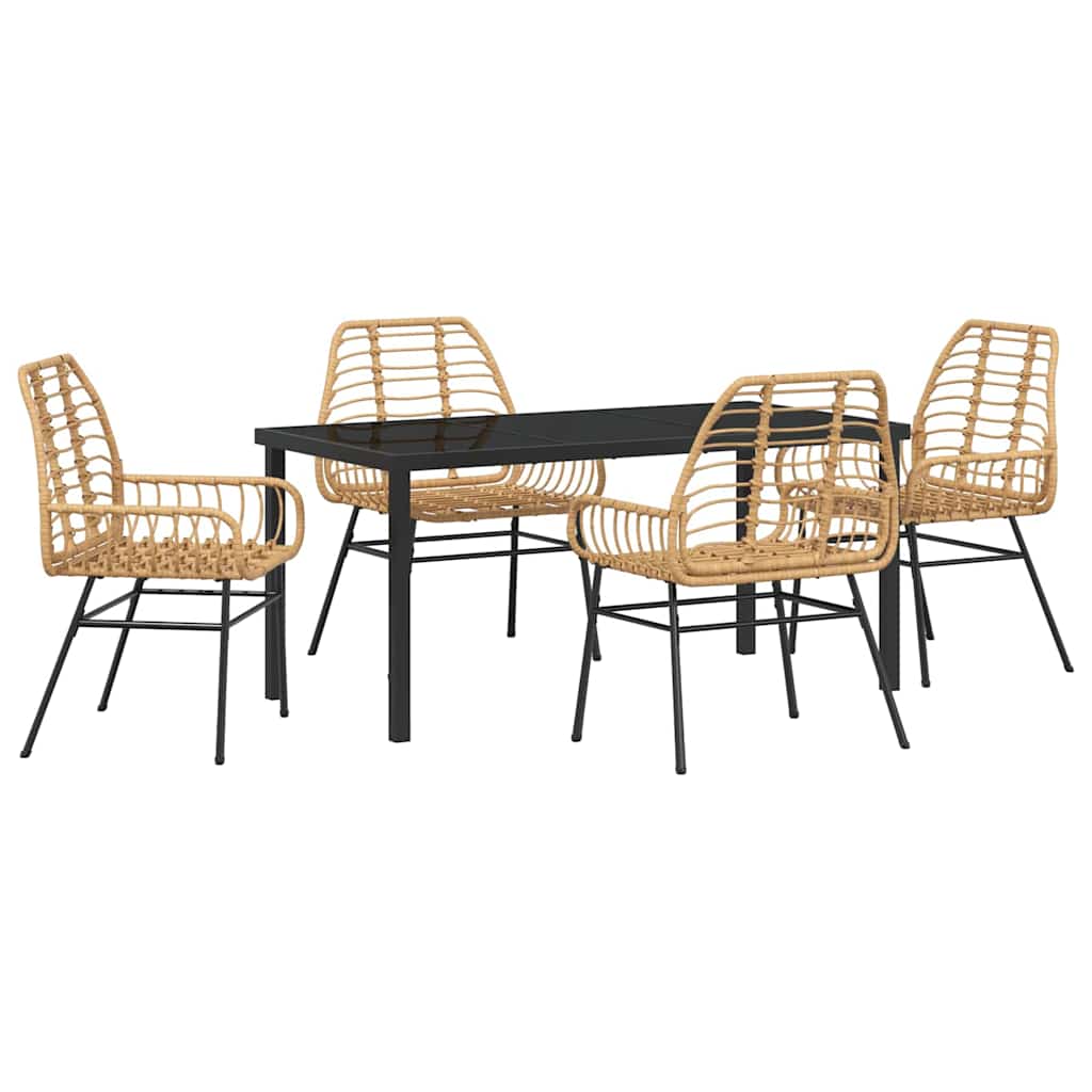 Set da Pranzo per Giardino 5 pcs Marrone polyrattan - homemem39