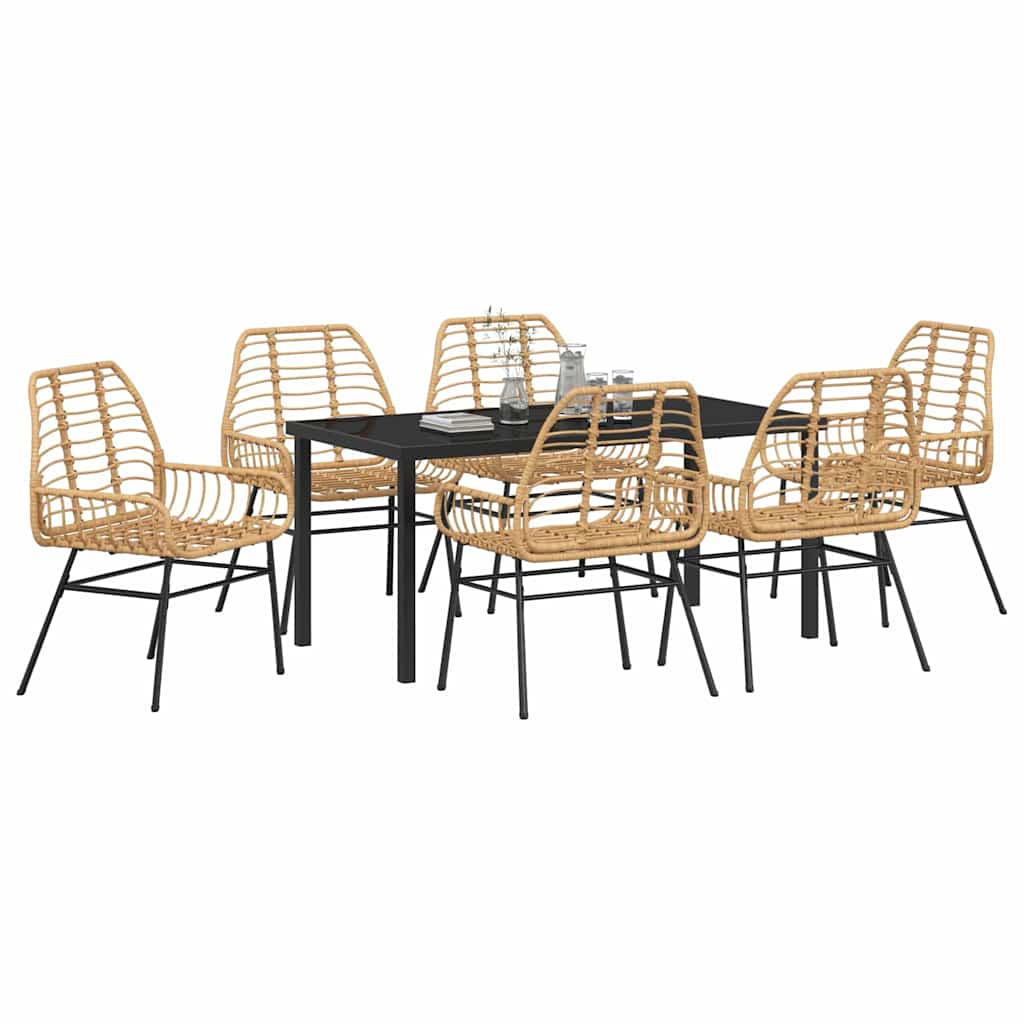 Set da Pranzo per Giardino 7 pcs Marrone polyrattan - homemem39