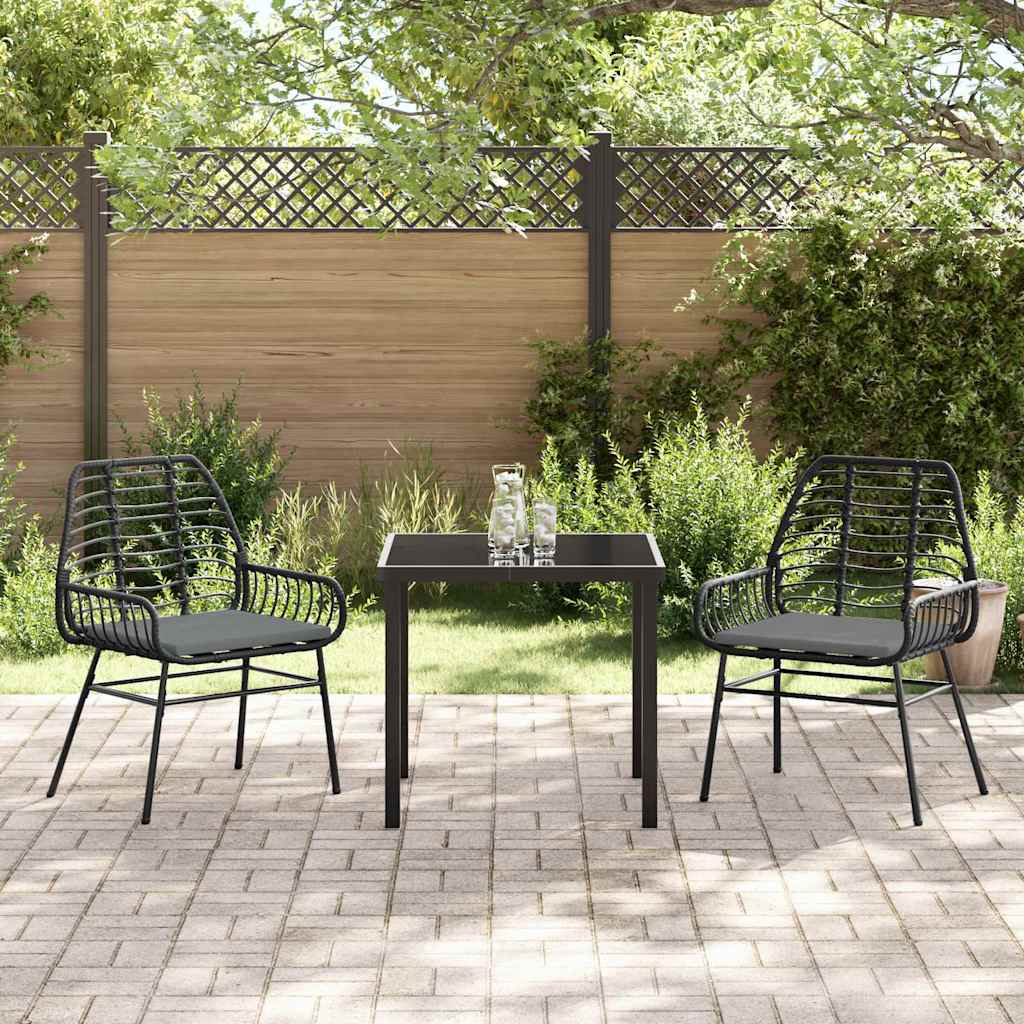 Set da Pranzo per Giardino 3 pcs Nero polyrattan - homemem39