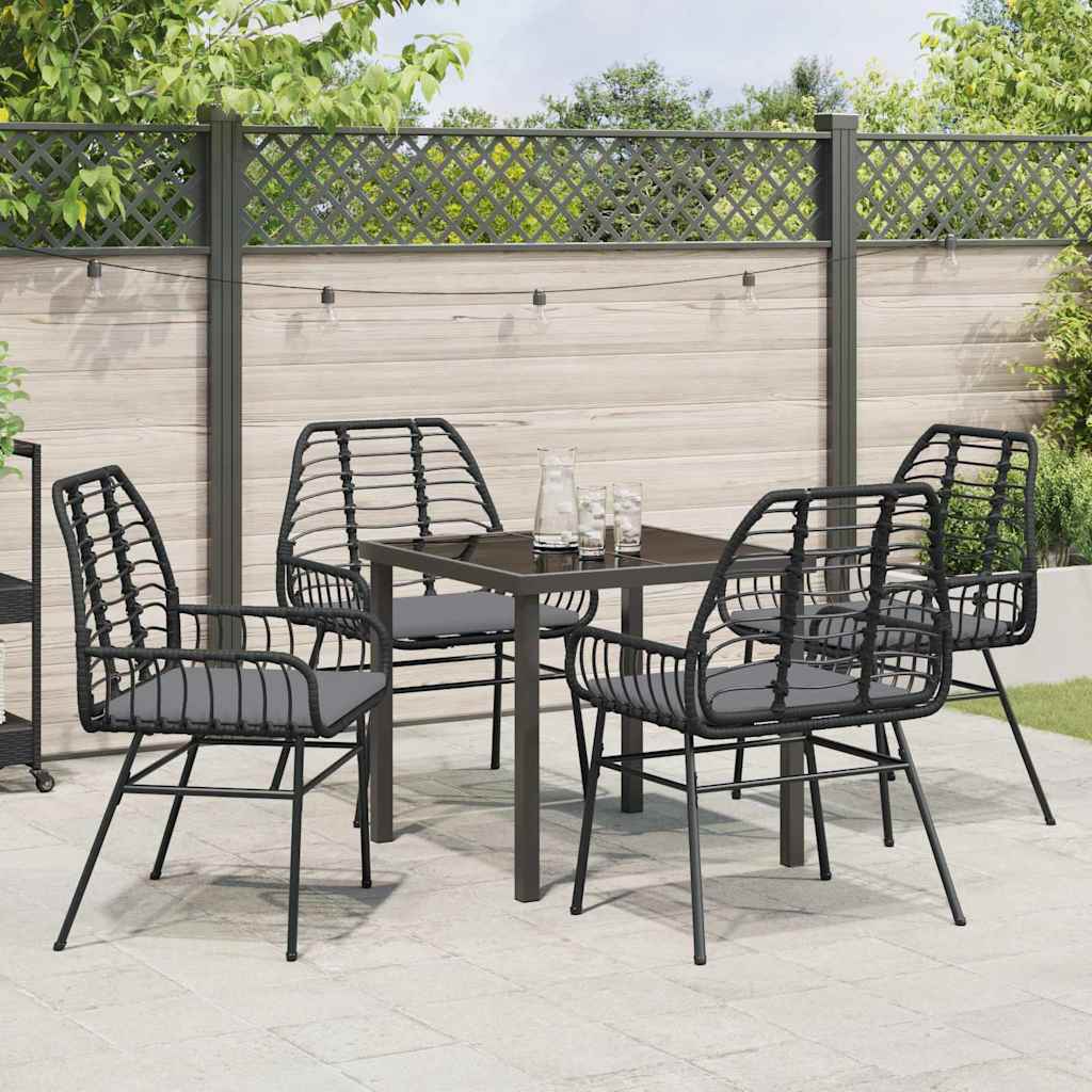 Set da Pranzo per Giardino 5 pcs Nero polyrattan - homemem39
