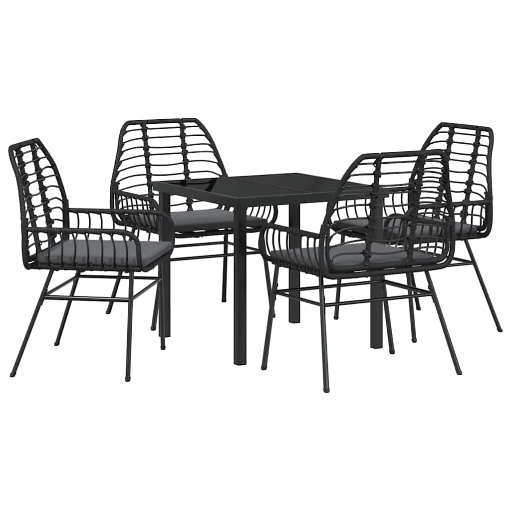Set da Pranzo per Giardino 5 pcs Nero polyrattan - homemem39