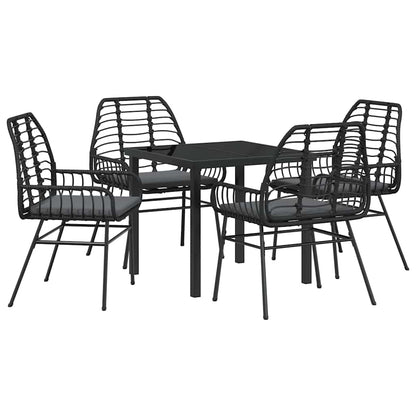 Set da Pranzo per Giardino 5 pcs Nero polyrattan - homemem39