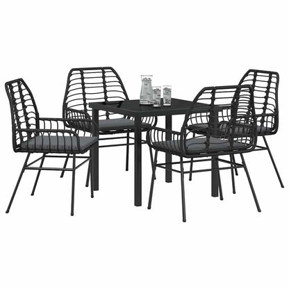 Set da Pranzo per Giardino 5 pcs Nero polyrattan - homemem39