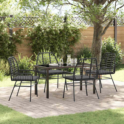 Set da Pranzo per Giardino 5 pcs Nero polyrattan - homemem39