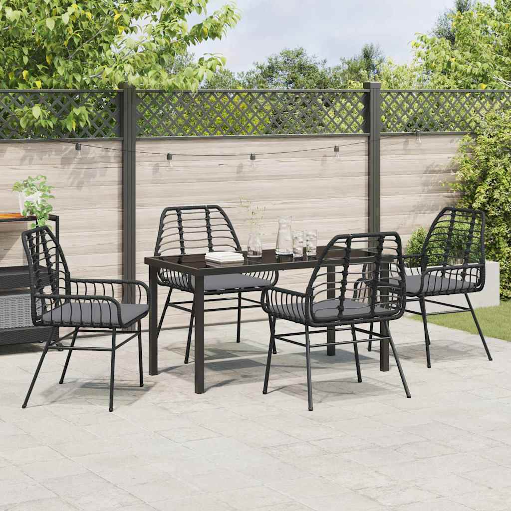 Set da Pranzo per Giardino 5 pcs Nero polyrattan - homemem39