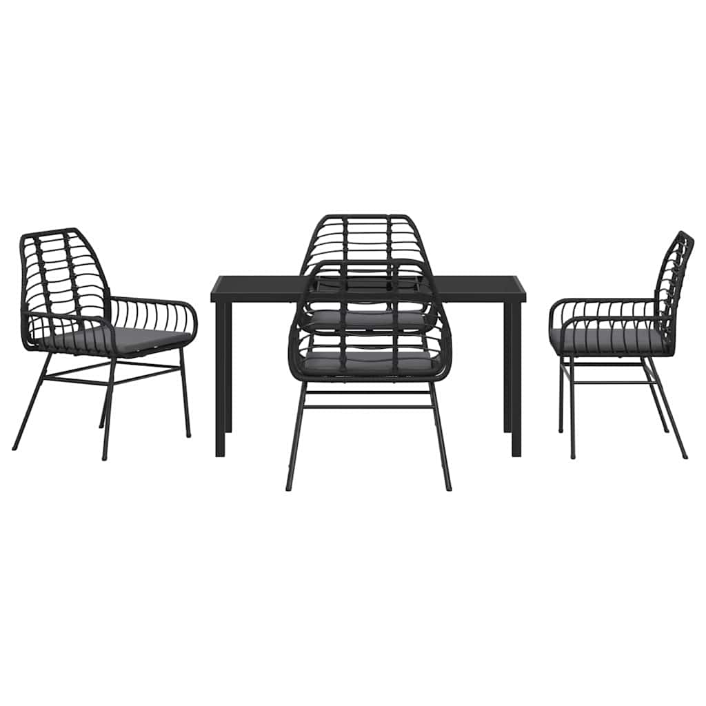 Set da Pranzo per Giardino 5 pcs Nero polyrattan - homemem39