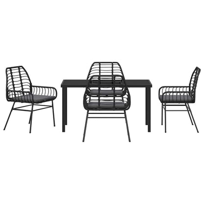 Set da Pranzo per Giardino 5 pcs Nero polyrattan - homemem39
