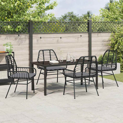 Set da Pranzo per Giardino 5 pcs Nero polyrattan - homemem39