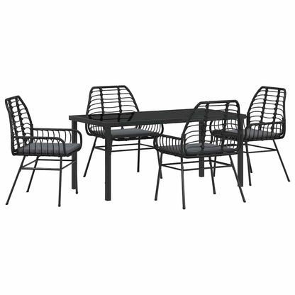 Set da Pranzo per Giardino 5 pcs Nero polyrattan - homemem39