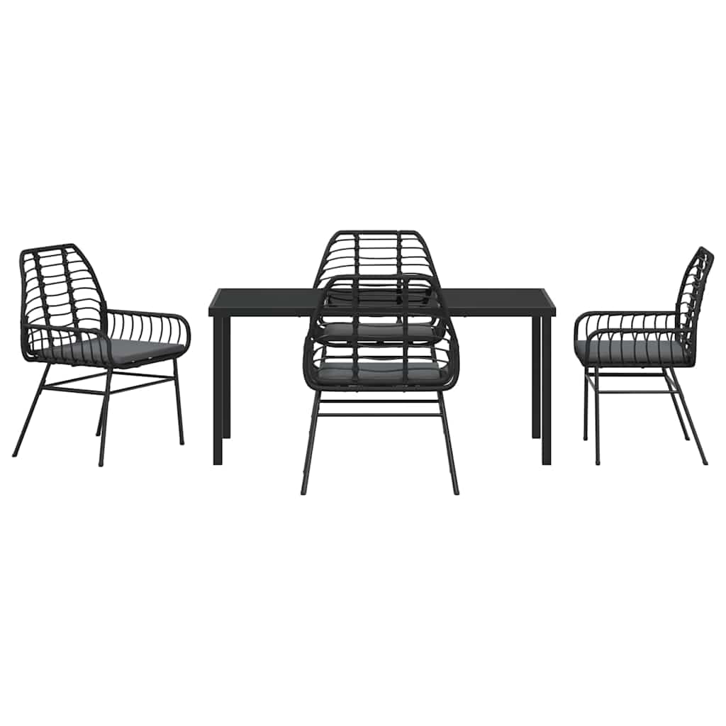 Set da Pranzo per Giardino 5 pcs Nero polyrattan - homemem39