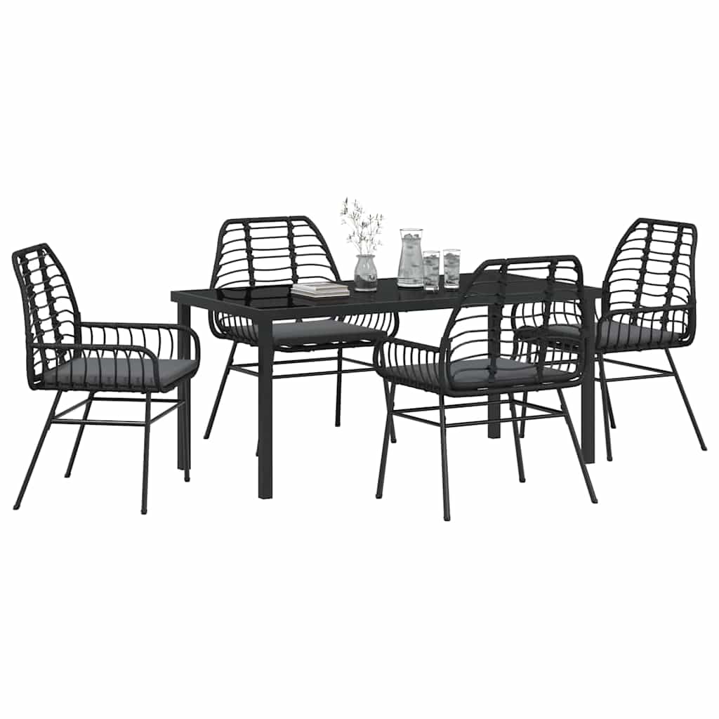 Set da Pranzo per Giardino 5 pcs Nero polyrattan - homemem39