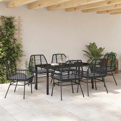 Set da Pranzo per Giardino 7 pcs Nero polyrattan - homemem39