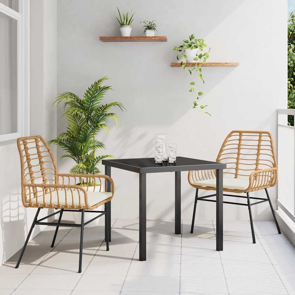 Set da Pranzo per Giardino 3 pcs Marrone polyrattan - homemem39