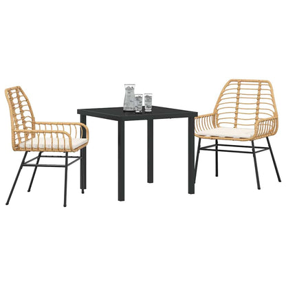 Set da Pranzo per Giardino 3 pcs Marrone polyrattan - homemem39