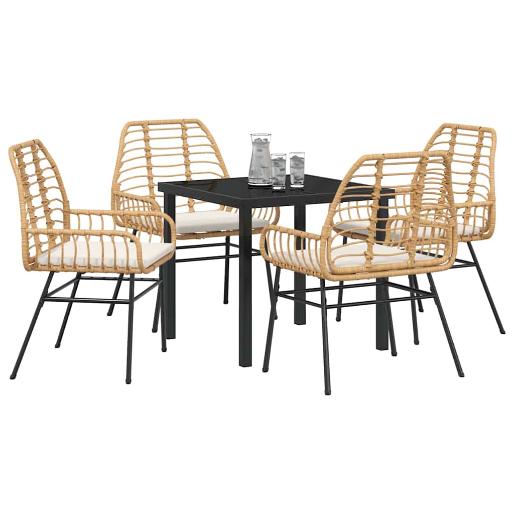 Set da Pranzo per Giardino 5 pcs Marrone polyrattan - homemem39