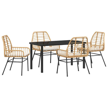 Set da Pranzo per Giardino 5 pcs Marrone polyrattan - homemem39