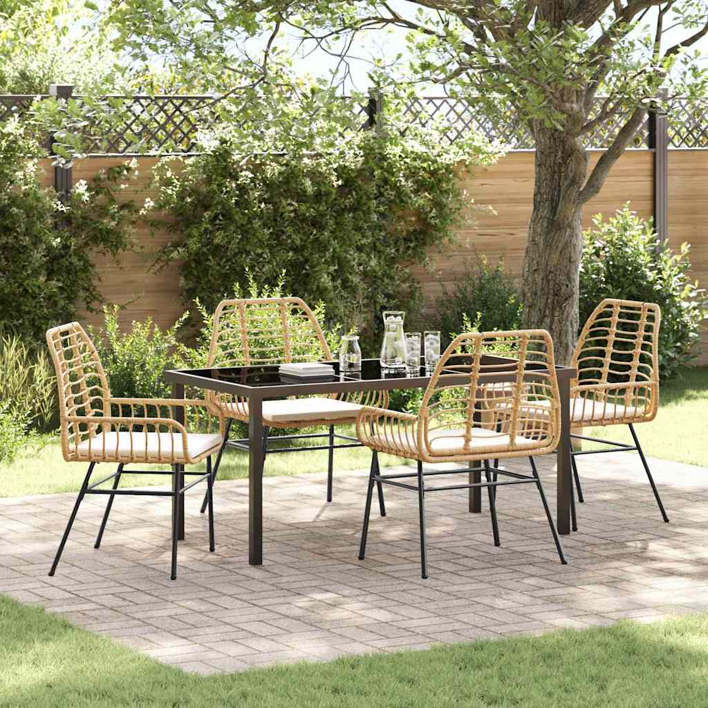 Set da Pranzo per Giardino 5 pcs Marrone polyrattan - homemem39