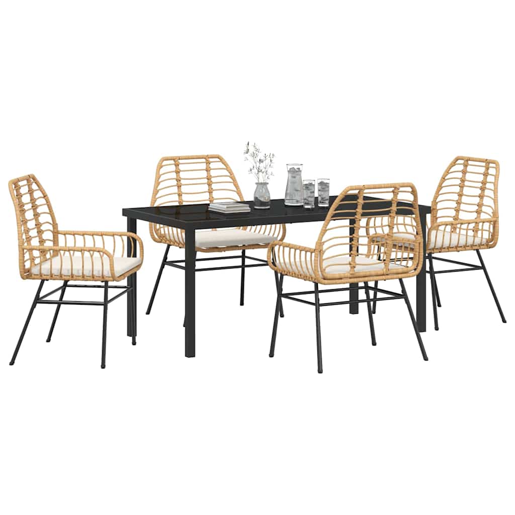 Set da Pranzo per Giardino 5 pcs Marrone polyrattan - homemem39