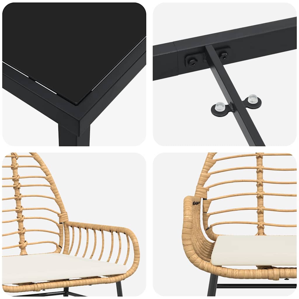 Set da Pranzo per Giardino 7 pcs Marrone polyrattan - homemem39