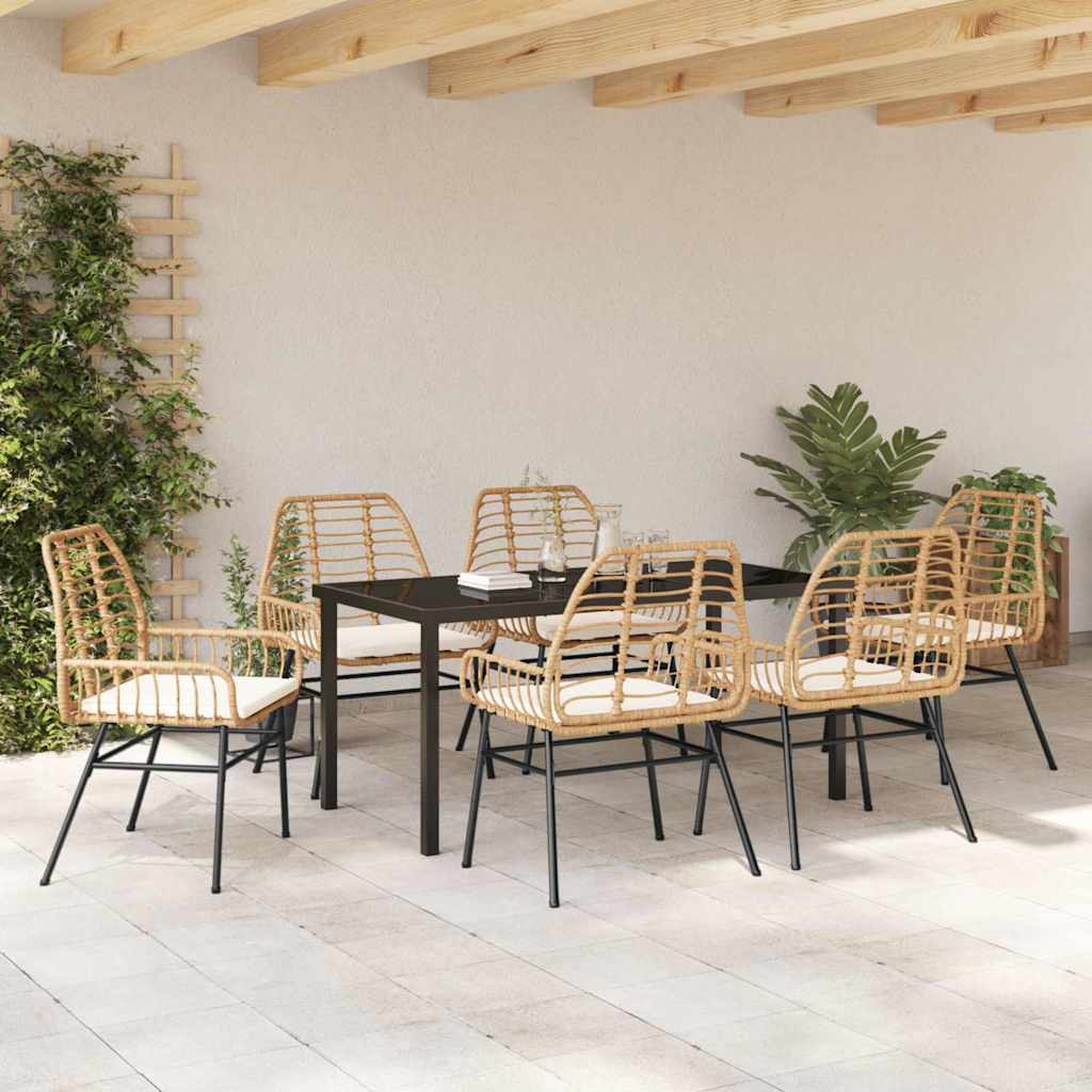 Set da Pranzo per Giardino 7 pcs Marrone polyrattan - homemem39