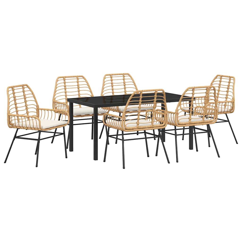 Set da Pranzo per Giardino 7 pcs Marrone polyrattan - homemem39