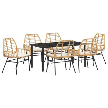 Set da Pranzo per Giardino 7 pcs Marrone polyrattan - homemem39