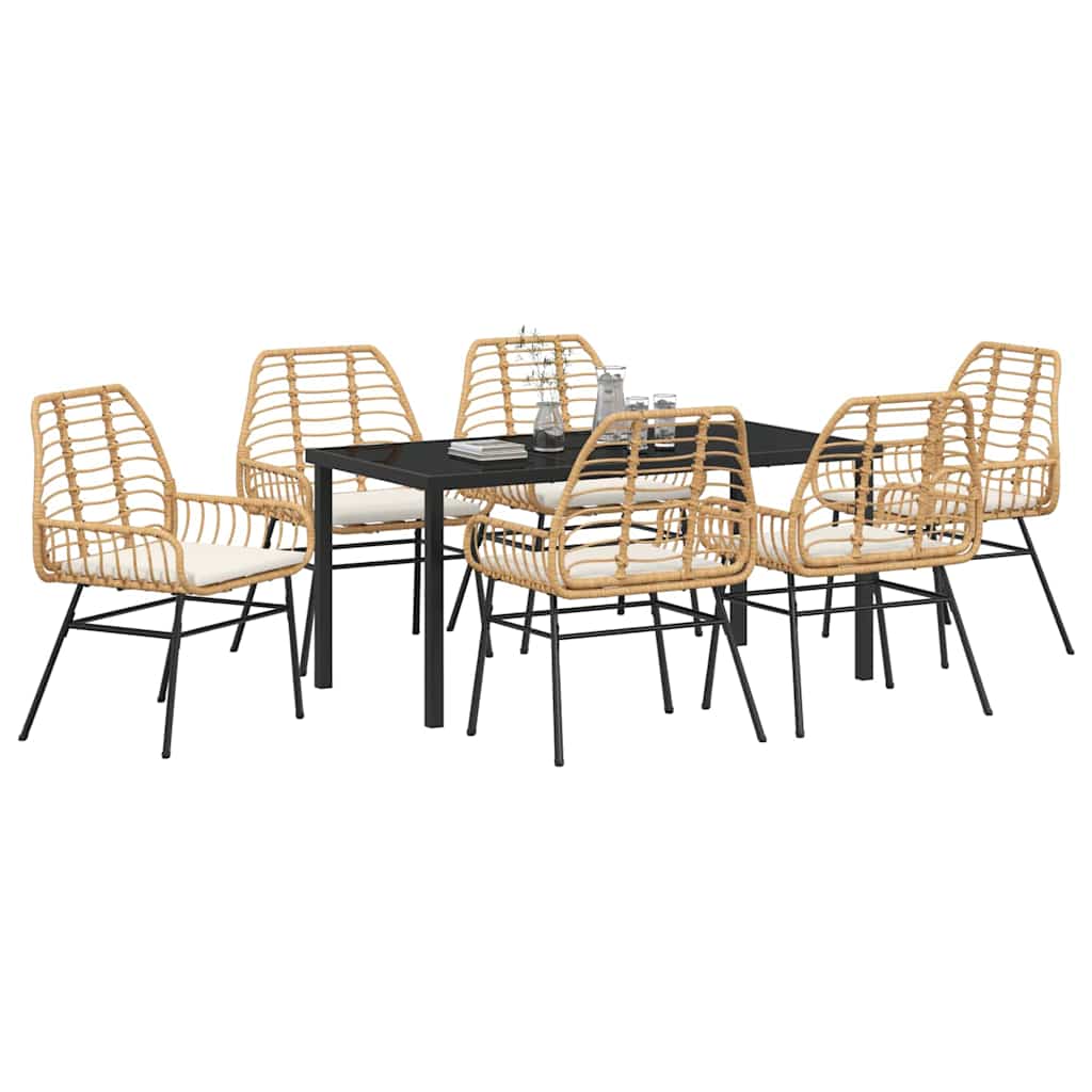 Set da Pranzo per Giardino 7 pcs Marrone polyrattan - homemem39