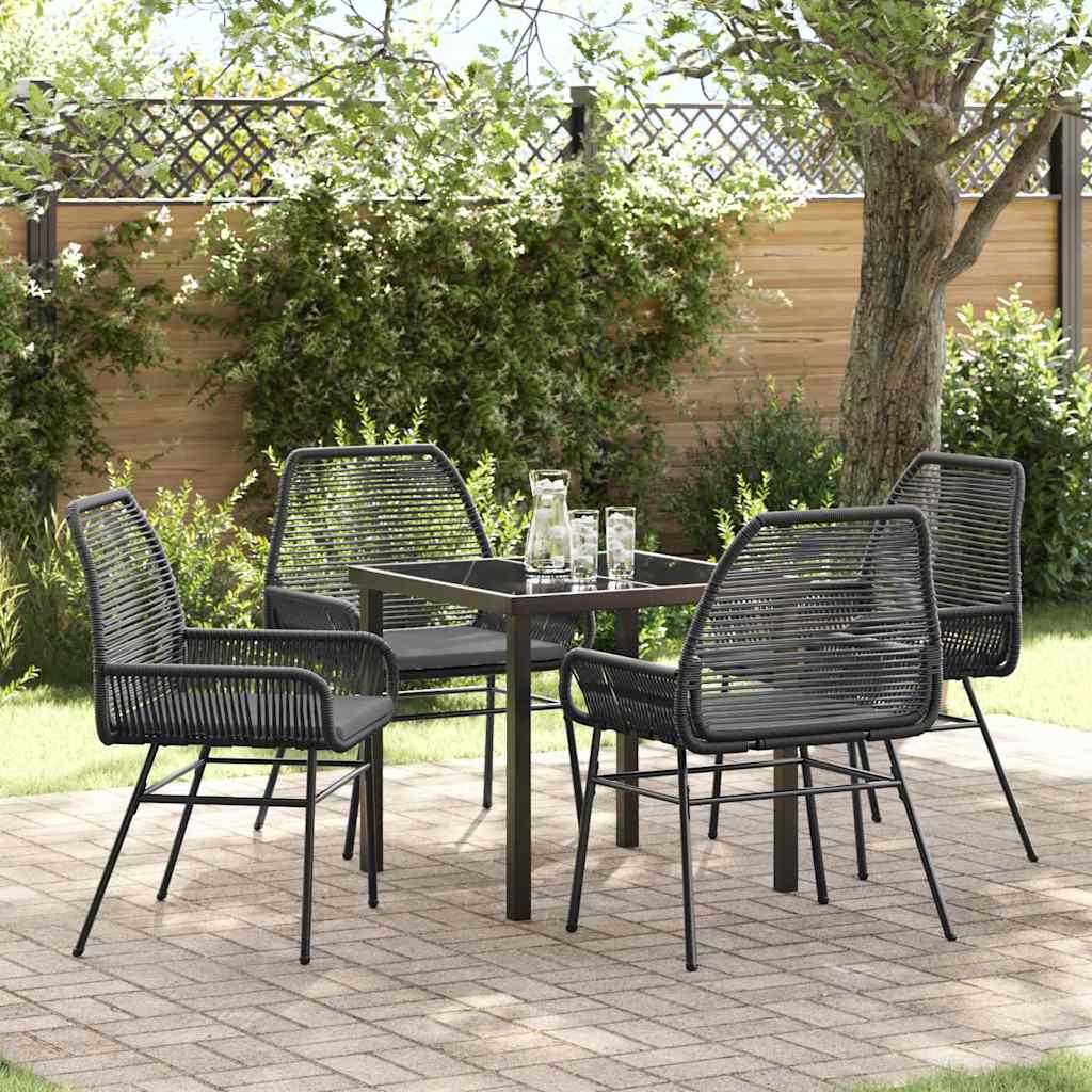 Set da Pranzo per Giardino 5 pcs Nero polyrattan - homemem39