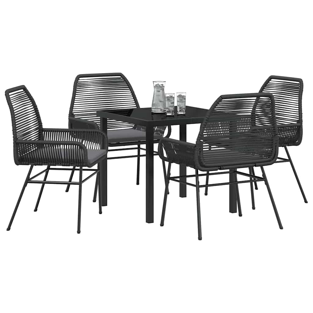 Set da Pranzo per Giardino 5 pcs Nero polyrattan - homemem39
