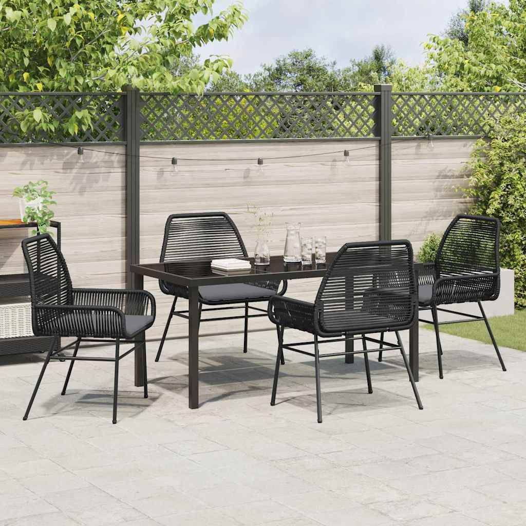 Set da Pranzo per Giardino 5 pcs Nero polyrattan - homemem39
