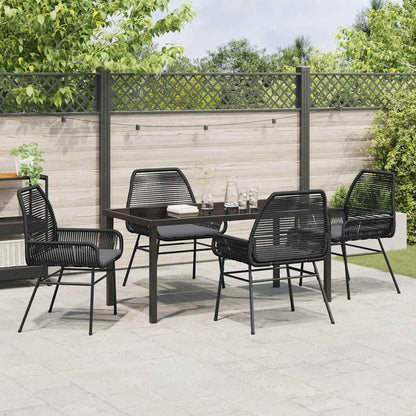 Set da Pranzo per Giardino 5 pcs Nero polyrattan - homemem39