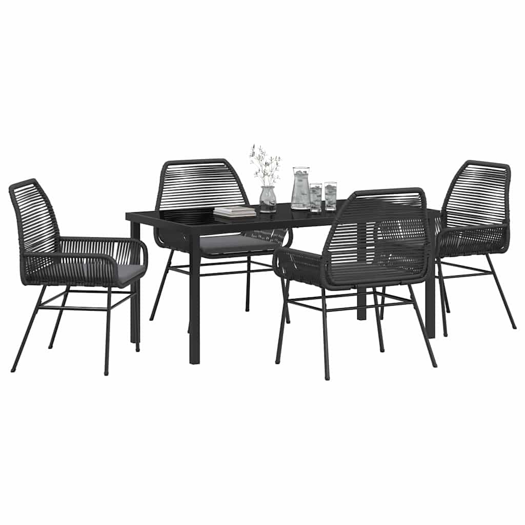 Set da Pranzo per Giardino 5 pcs Nero polyrattan - homemem39