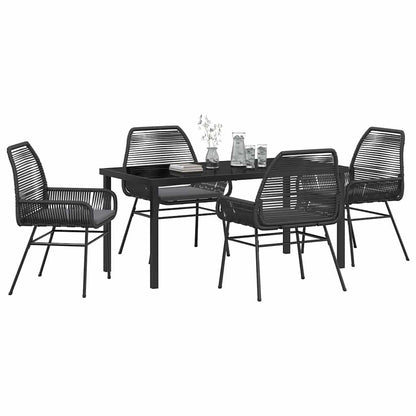 Set da Pranzo per Giardino 5 pcs Nero polyrattan - homemem39
