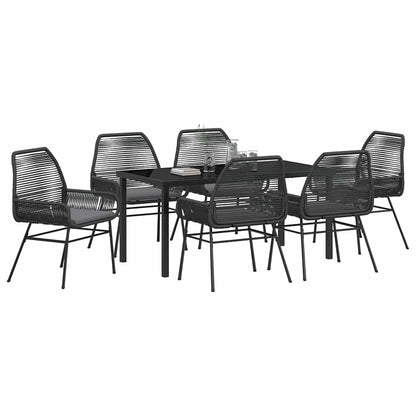 Set da Pranzo per Giardino 7 pcs Nero polyrattan - homemem39