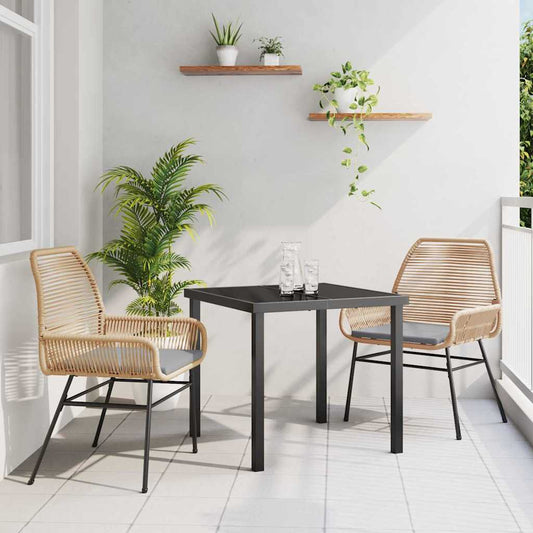 Set da Pranzo per Giardino 3 pcs Marrone polyrattan - homemem39