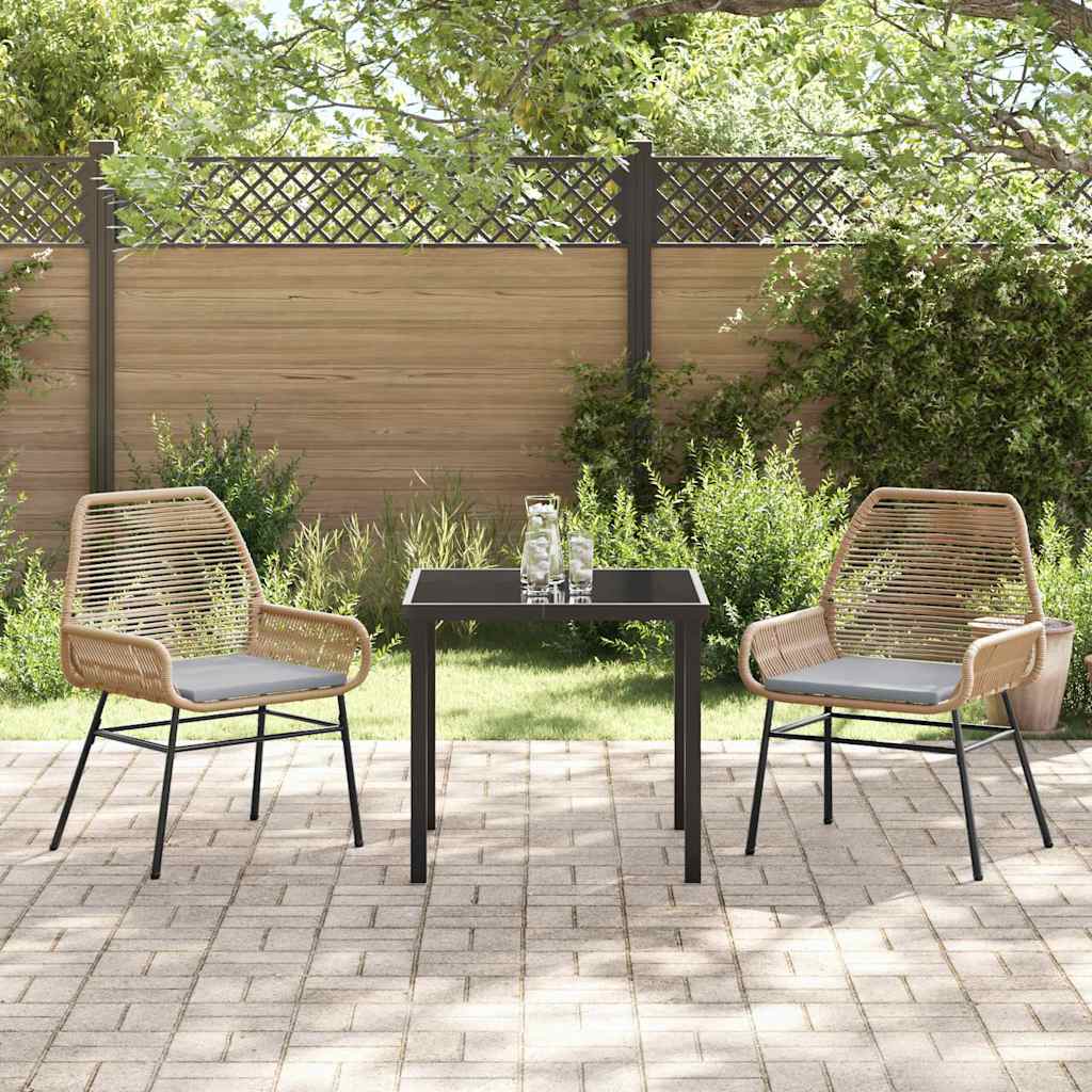 Set da Pranzo per Giardino 3 pcs Marrone polyrattan - homemem39
