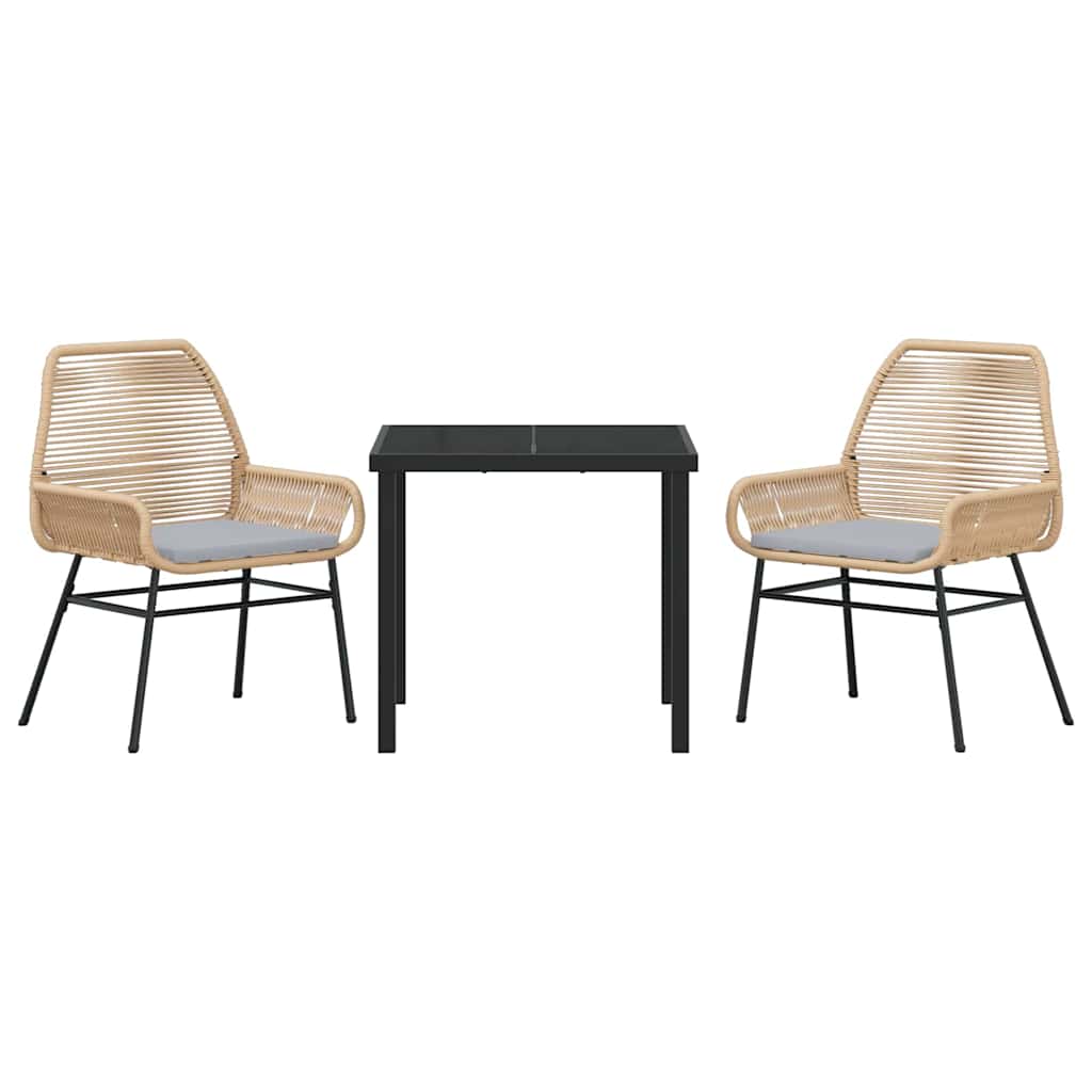 Set da Pranzo per Giardino 3 pcs Marrone polyrattan - homemem39