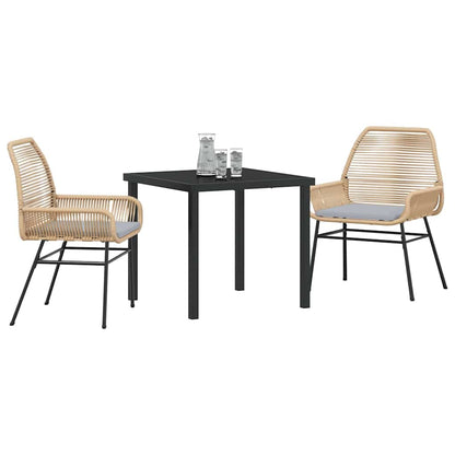 Set da Pranzo per Giardino 3 pcs Marrone polyrattan - homemem39