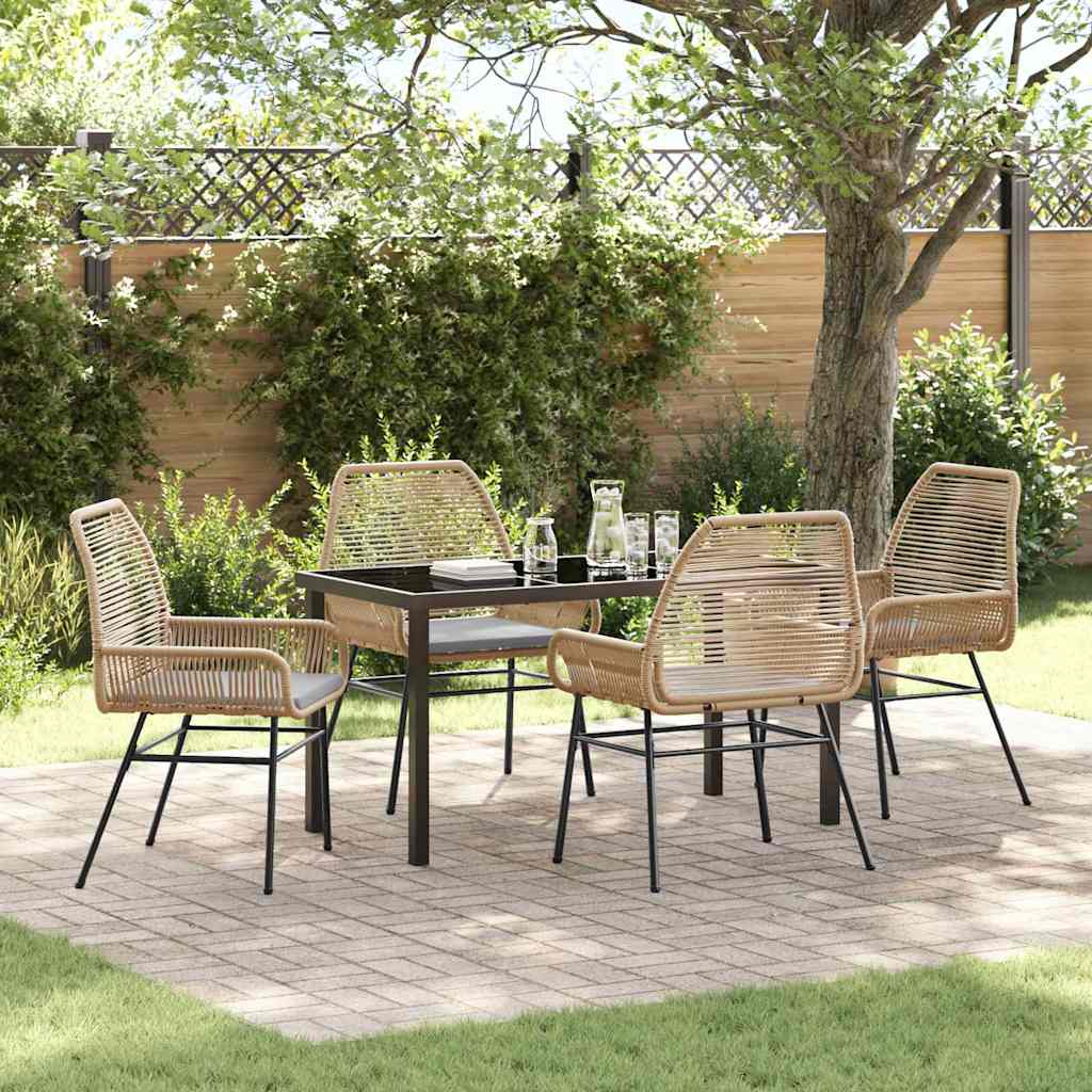 Set da Pranzo per Giardino 5 pcs Marrone polyrattan - homemem39