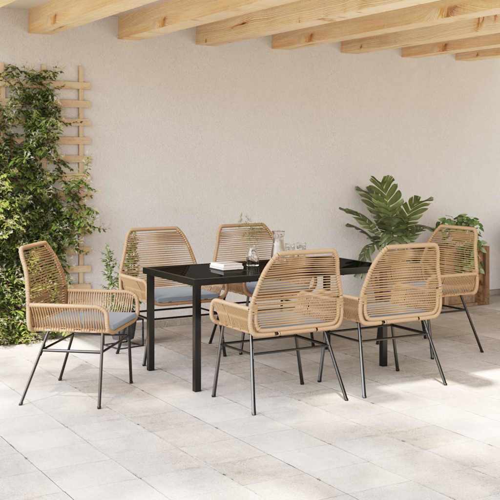 Set da Pranzo per Giardino 7 pcs Marrone polyrattan - homemem39