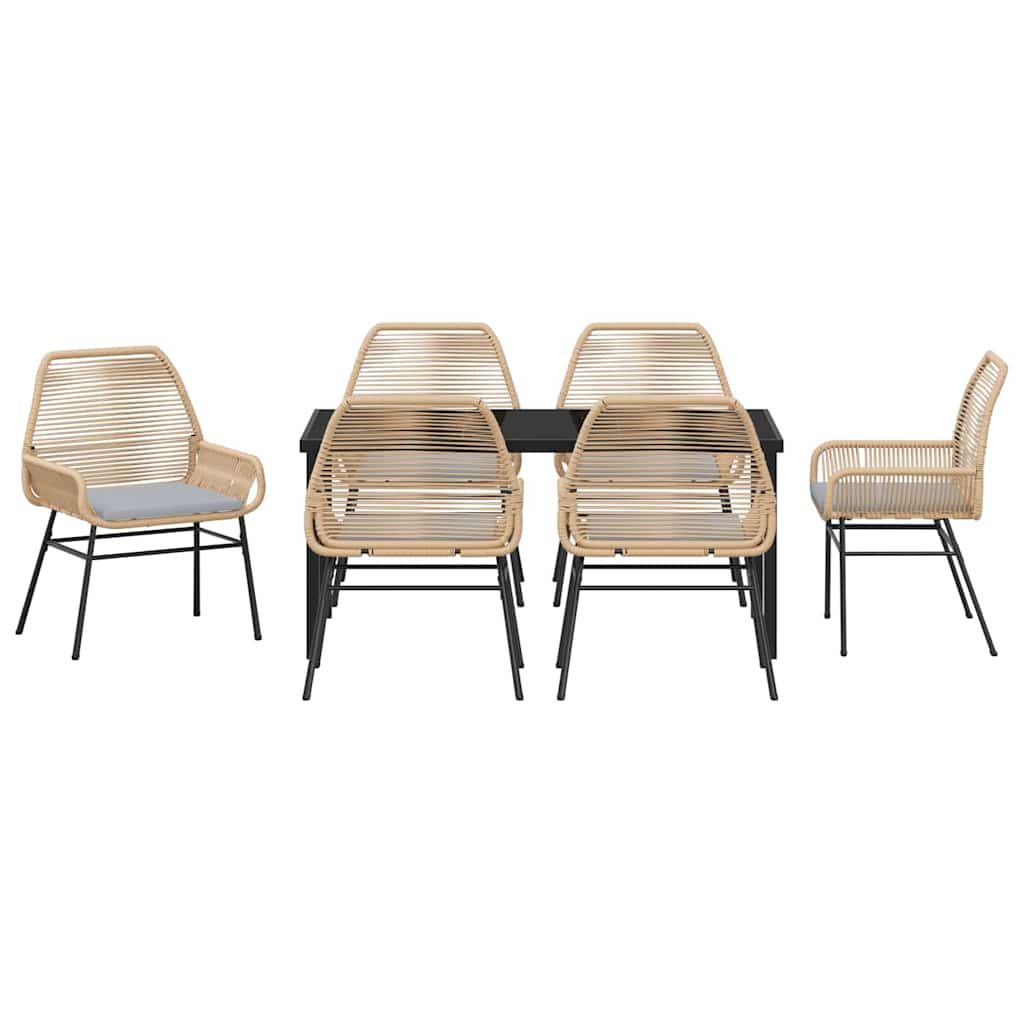 Set da Pranzo per Giardino 7 pcs Marrone polyrattan - homemem39