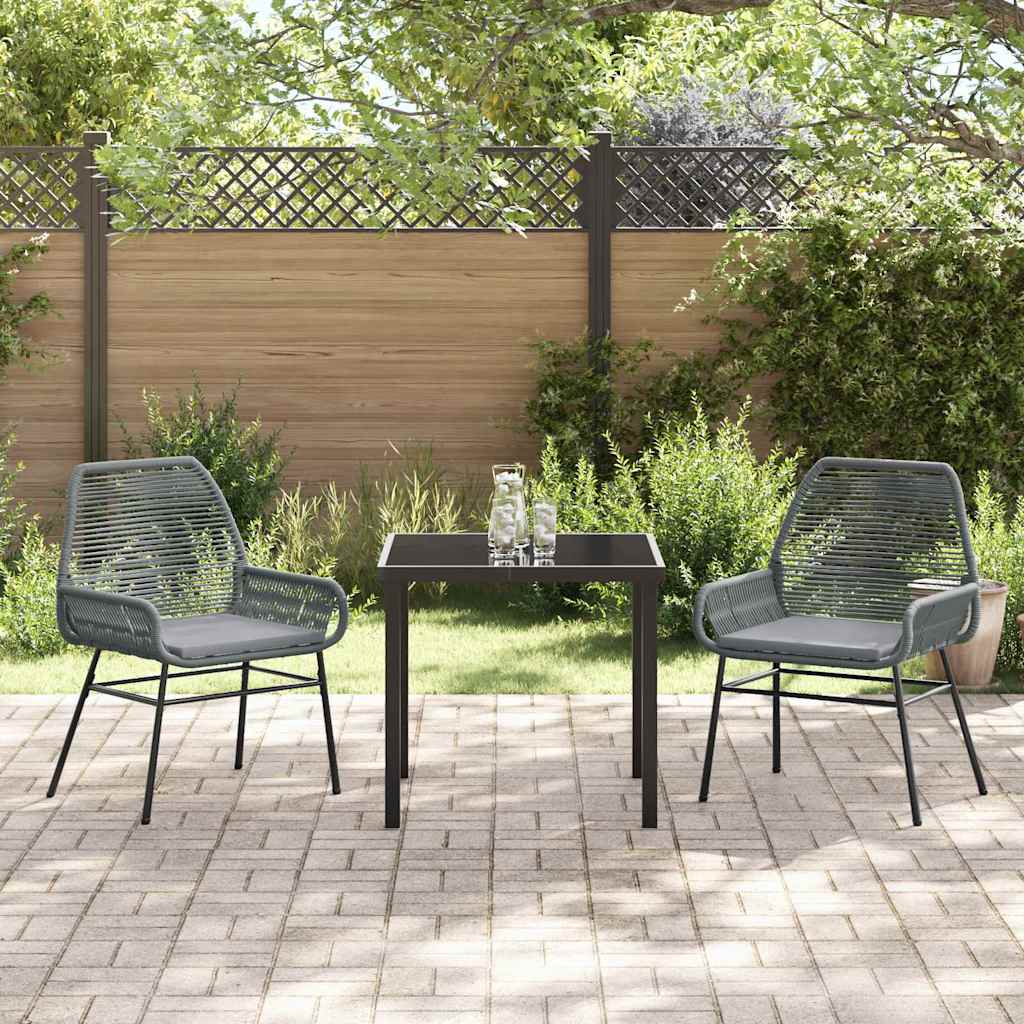 Set da Pranzo per Giardino 3 pcs Grigio polyrattan - homemem39