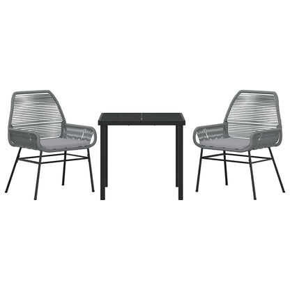 Set da Pranzo per Giardino 3 pcs Grigio polyrattan - homemem39
