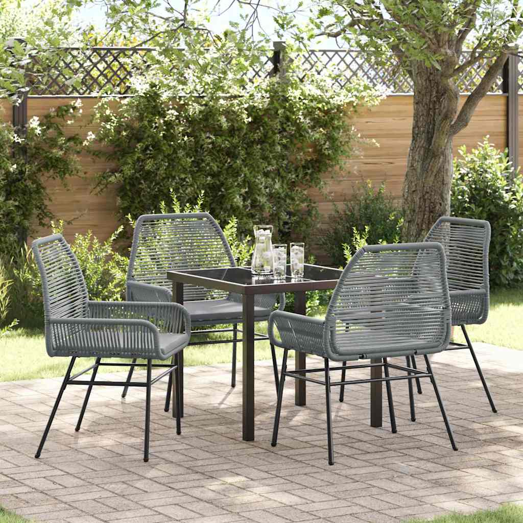 Set da Pranzo per Giardino 5 pcs Grigio polyrattan - homemem39